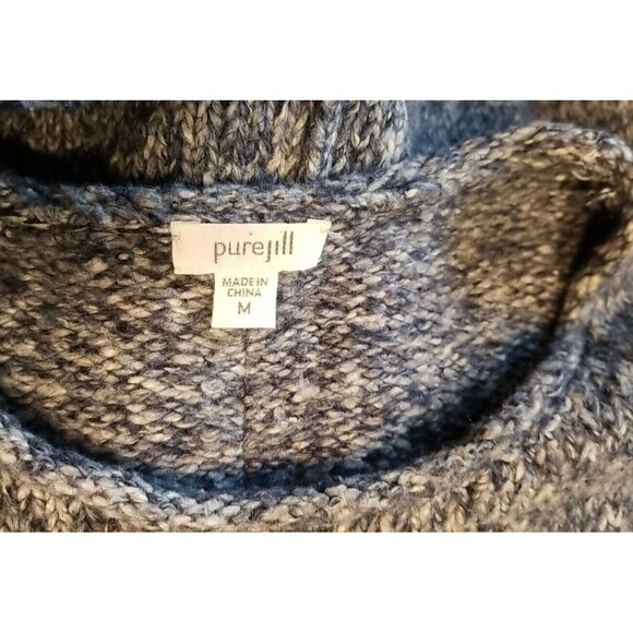 J Jill Roll Neck Blue Marled Pullover Sweater Pockets Medium Center Seams    T51 - Picture 6 of 9